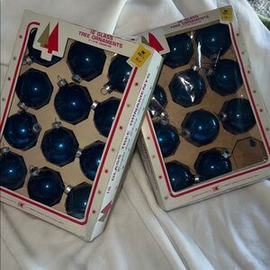 Vintage Kresge Kreske Blue Glass Christmas Ornaments Retro Holiday Decor